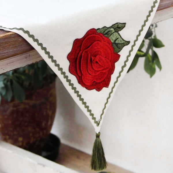 Bieżnik na stół Mode 35x140 cm, z wyszywaną różą