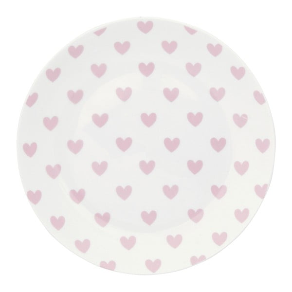 Talerz ceramiczny Miss Étoile Rose Hearts, ⌀ 17 cm