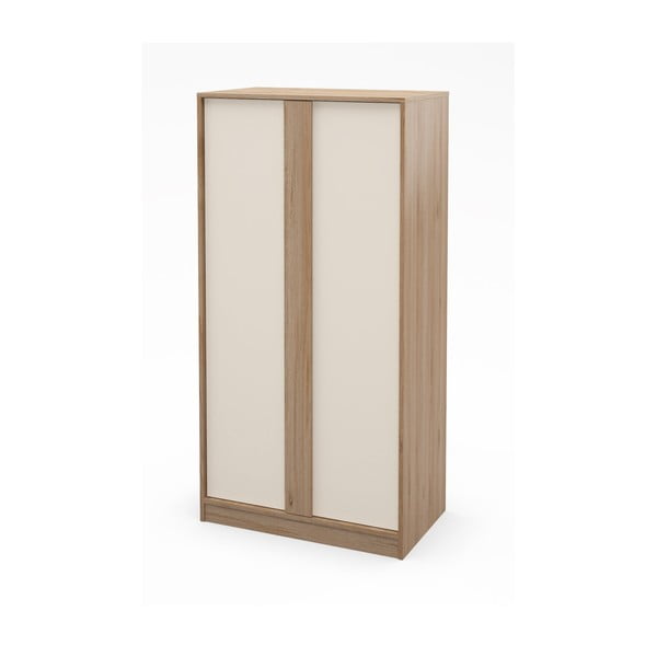 Kremowo-naturalna szafa w dekorze dębu 90x180x53 cm Dennis – Marckeric-image-3