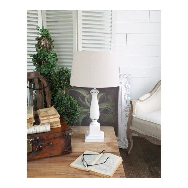 Lampa stołowa z podstawą z litego drewna mangowego Orchidea Milano Saint Malo, wys. 64 cm