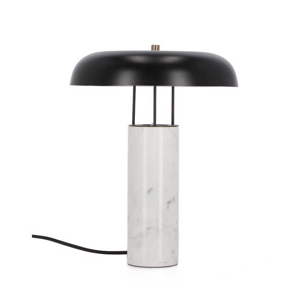 Czarno-biała marmurowa lampa stołowa z metalowym kloszem (wysokość 33 cm) Kaithal – Bizzotto