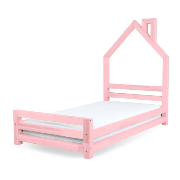 Różowe łożko dziecięce z drewna sosnowego Benlemi Wally, 120x200 cm