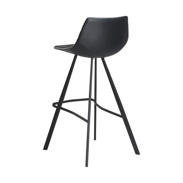 Czarny hoker z imitacji skóry z czarnymi metalowymi nogami DAN–FORM Denmark Pitch, wys. 98 cm-image-1