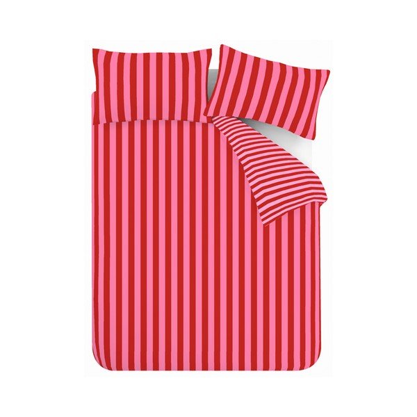 Czerwono-różowa pościel jednoosobowa 135x200 cm Stripe Tease – Sassy B