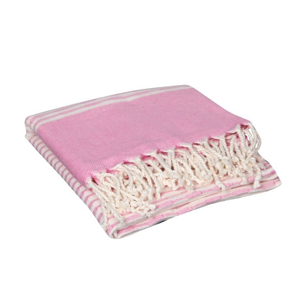 Różowy ręcznik hammam Yummy Pink, 90x190 cm