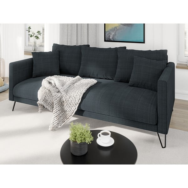 Ciemnoszara sofa  z tkaniny szenilowej 200 cm Freya – Ropez-image-3