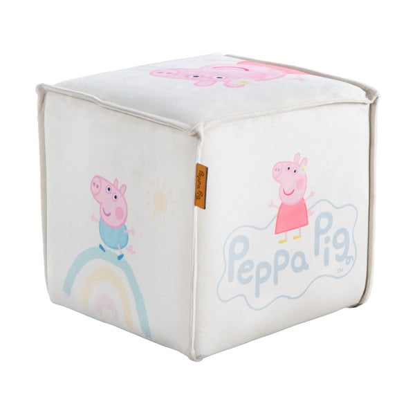 Biały aksamitny puf dziecięcy Peppa Pig – Roba