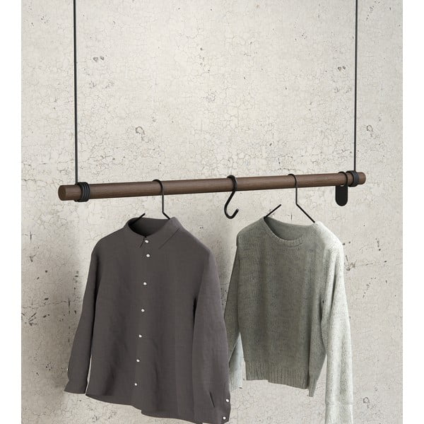 Brązowy wieszak ścienny z litego drewna dębowego 110 cm Swing L – LIND DNA-image-1