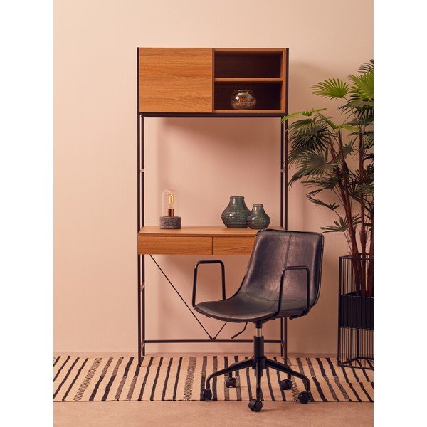 Czarne krzesło biurowe z imitacji skóry Branson – Premier Housewares-image-4