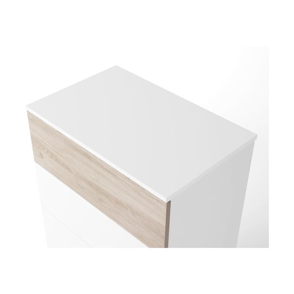 Biała wysoka komoda w dekorze dębu 62x111 cm Sahara – Marckeric-image-4