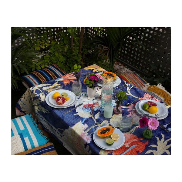 Obrus z domieszką lnu Madre Selva Kioto, 140x140 cm-image-1