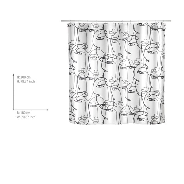 Czarno-biała zasłonka prysznicowa Wenko Faces-image-1