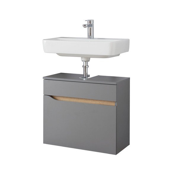 Szara szafka pod umywalkę bez baterii 60x53 cm Set 357 – Pelipal-image-4