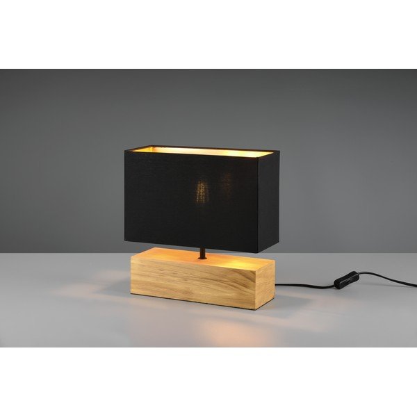 Czarno-naturalna lampa stołowa z tekstylnym kloszem (wysokość 30 cm) Woody – Reality-image-1