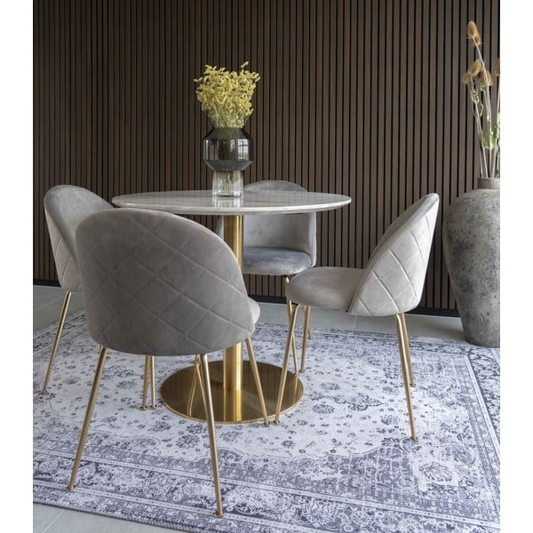 Okrągły stół z blatem w dekorze marmuru ø 90 cm Bolzano – House Nordic-image-1