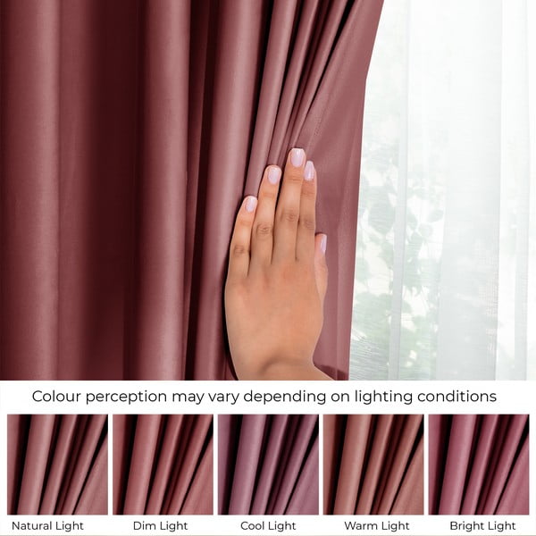 Różowa aksamitna zasłona częściowo zaciemniająca (dimout) 140x270 cm Eyelets – Restilo-image-4