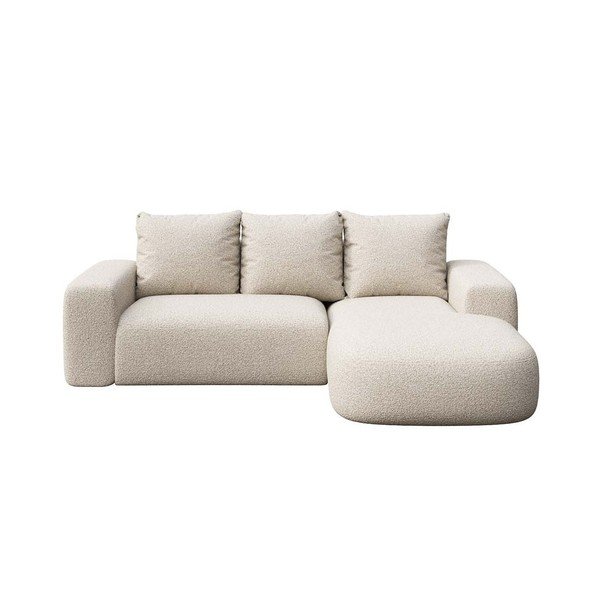 Beżowy narożnik z materiału bouclé (prawostronny/z szezlongiem) Monce – Rodier