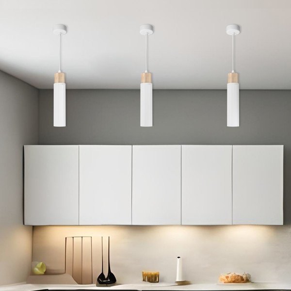 Biało-naturalna lampa wisząca z metalowym kloszem Claro – Candellux Lighting-image-1