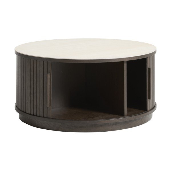 Okrągły stolik z ceramicznym blatem w ciemnym naturalnym kolorze ø 85 cm Enna – Unique Furniture