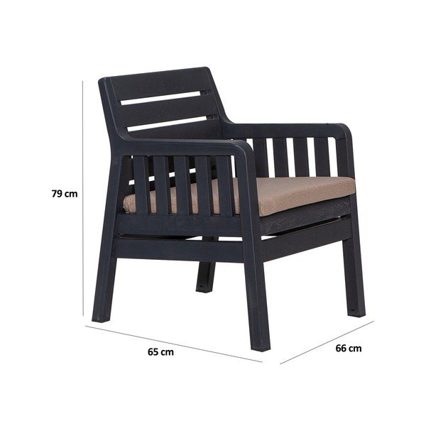 Antracytowy zestaw mebli ogrodowych dla 2 osób Lara – Floriane Garden-image-2