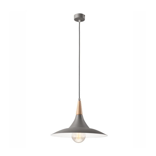 Szara lampa wisząca z metalowym kloszem ø 30 cm Ufo – LAMKUR