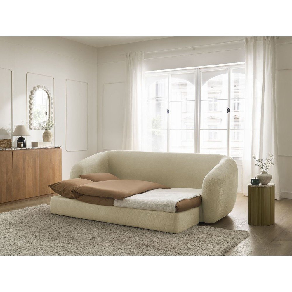 Szarobrązowa rozkładana sofa z tkaniny szenilowej 228 cm Neyo – Bobochic Paris (zdjęcie 3)