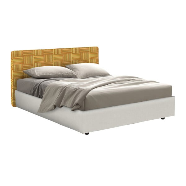 Pomarańczowo-białe łóżko dwuosobowe ze schowkiem 13Casa Ninfea, 160x190 cm