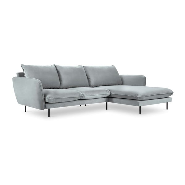 Jasnoszara narożna aksamitna sofa prawostronna Cosmopolitan Design Vienna-image-2