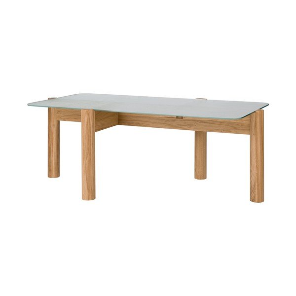 Stolik ze szklanym blatem w naturalnym kolorze 55x105 cm Kob – noo.ma
