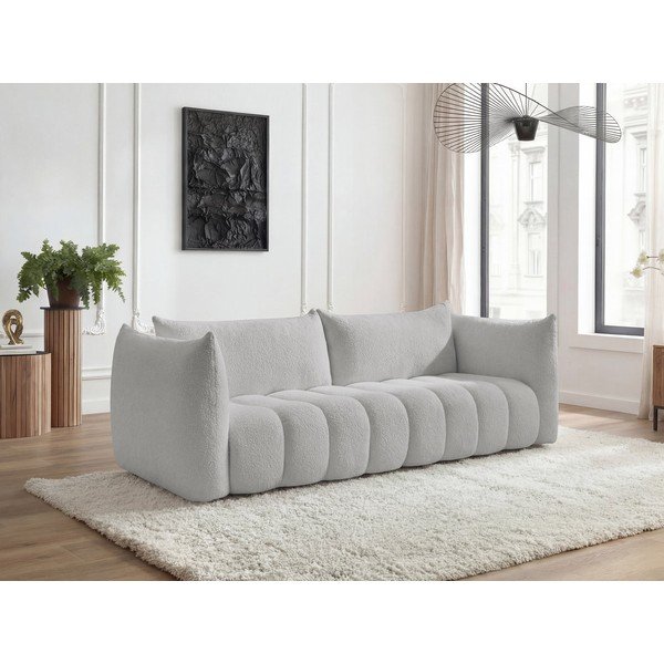 Jasnoszara sofa z materiału bouclé 286 cm Azra – Bobochic Paris-image-1