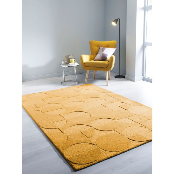 Żółty wełniany dywan Flair Rugs Gigi, 160x230 cm-image-1