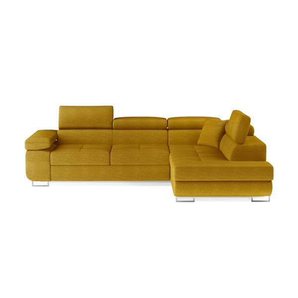 Żółty rozkładany/ze schowkiem narożnik (prawostronny/w kształcie litery L) Anton – ELTAP