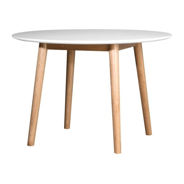 Biały stół z konstrukcją z drewna dębowego We47 Eelis, ⌀ 110 cm