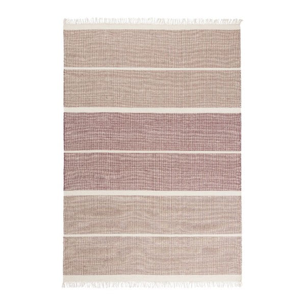 Różowy dywan wełniany ręcznie tkany Linie Design Reita, 140x200 cm