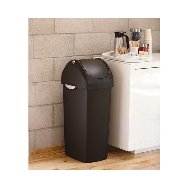 Czarny kosz na śmieci z kołysającym się wieczkiem simplehuman Coal, 60 l-image-1