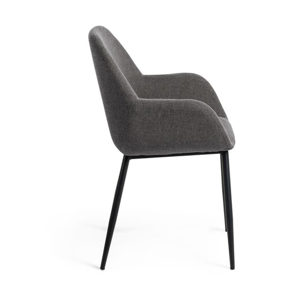 Antracytowy tapicerowany fotel jadalniany Konna – Kave Home-image-2