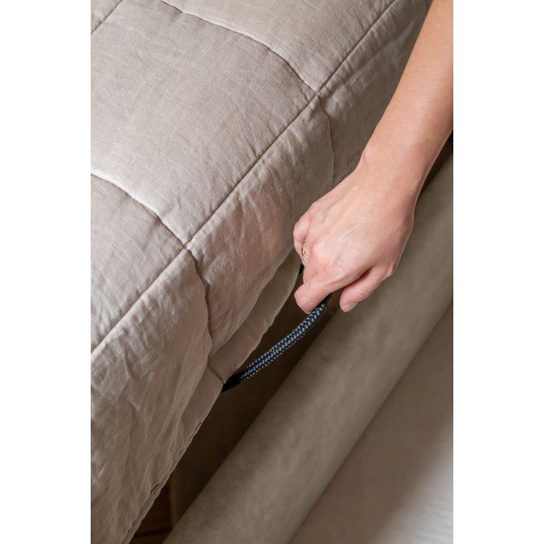 Beżowe tapicerowane łóżko jednoosobowe ze schowkiem i stelażem 90x200 cm Dreamy Aurora – Miuform-image-3