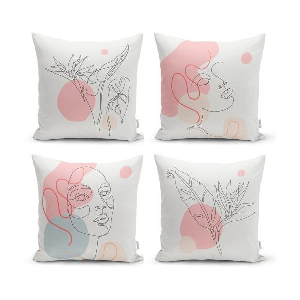 Zestaw 4 dekoracyjnych poszewek na poduszki Minimalist Cushion Covers Minimalist Woman, 45x45 cm