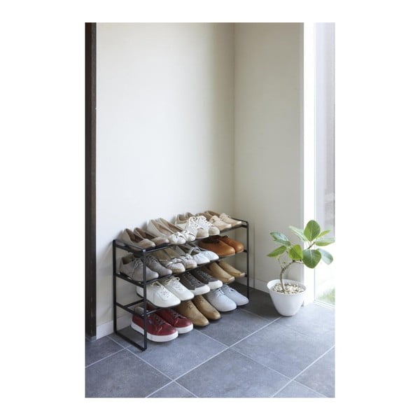 Czarny regulowany 3-poziomowy regał na buty YAMAZAKI Maebashi-image-2
