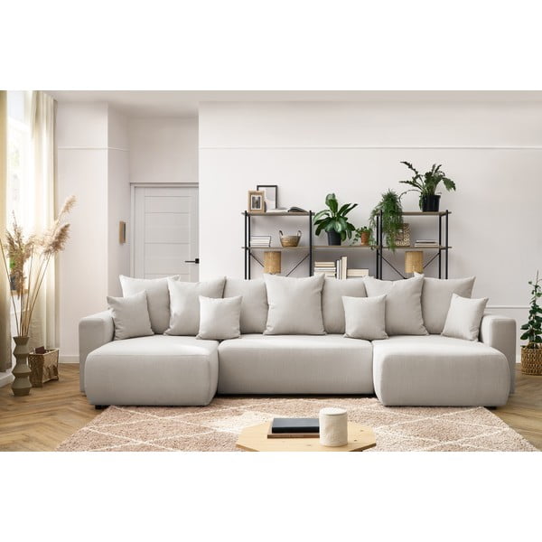 Jasnobeżowa sofa rozkładana w kształcie litery U Envy – Bobochic Paris-image-1