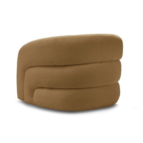 Musztardowy obrotowy fotel z materiału bouclé Elina – Bobochic Paris-image-4