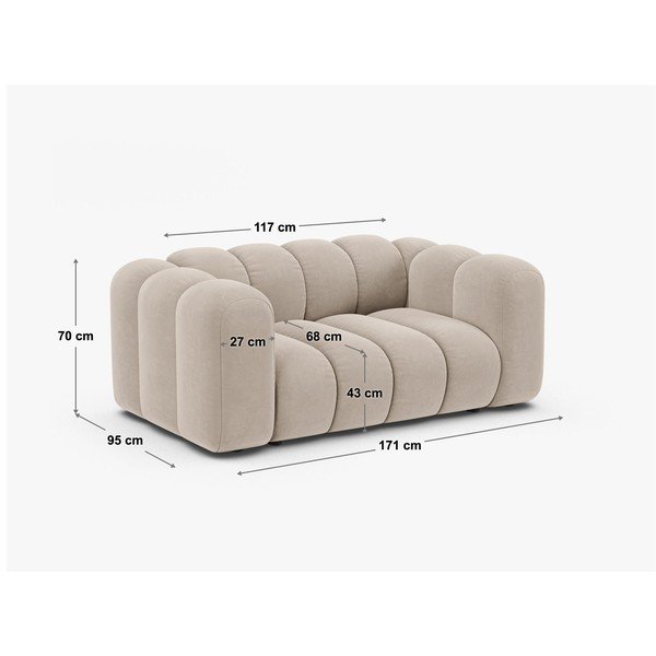 Szara sofa z tkaniny szenilowej 170 cm Lupine – Micadoni -image-4