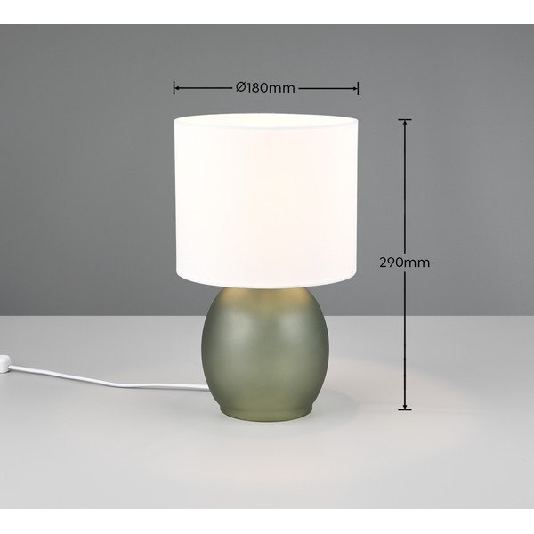 Biało-zielona lampa stołowa z tekstylnym kloszem (wys. 29 cm) Vela – Trio-image-4
