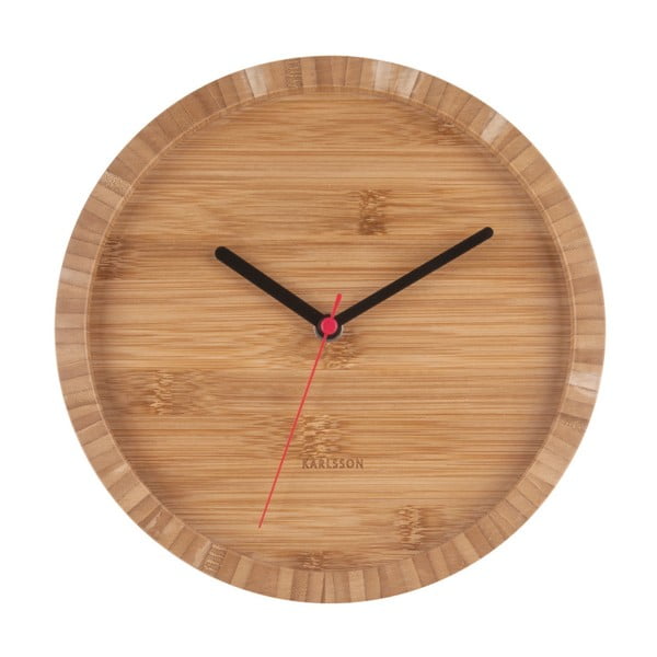 Brązowy zegar ścienny z bambusu Karlsson Tom, ⌀ 26 cm