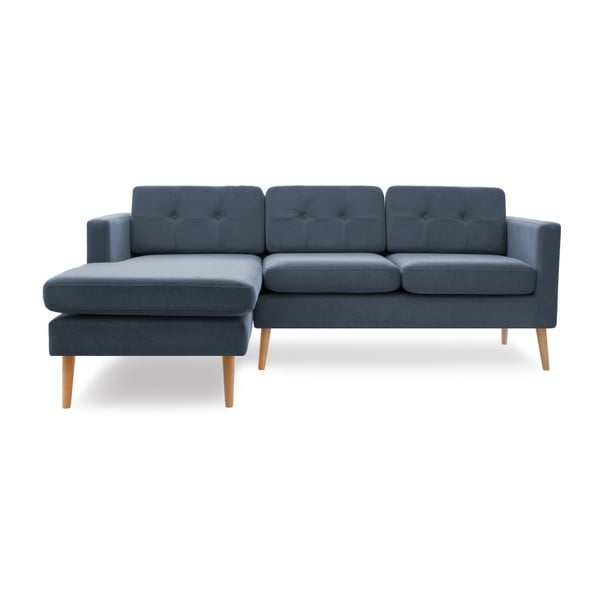 Jasnoniebieska sofa narożna lewostronna z naturalnymi nogami Vivonita Sondero