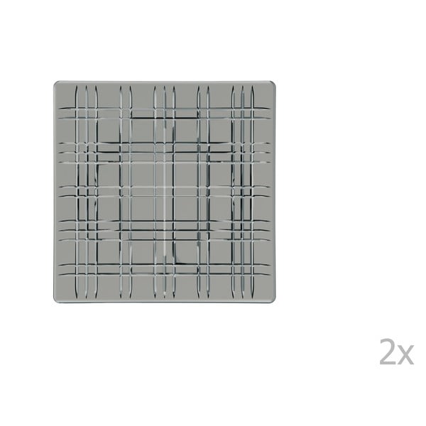 Zestaw 2 szarych kwadratowych talerzy ze szkła kryształowego Nachtmann Square Platter Smoke, 21x21 cm