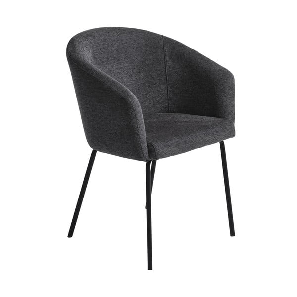 Ciemnoszary tapicerowany fotel jadalniany z podłokietnikami Easton – Unique Furniture