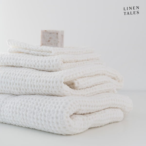 Białe ręczniki zestaw 3 szt. Honeycomb – Linen Tales