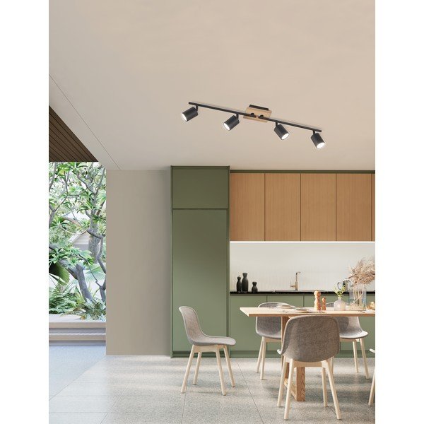 Czarno-naturalna lampa sufitowa z metalowym kloszem ø 9 cm Holton – Fischer & Honsel-image-1