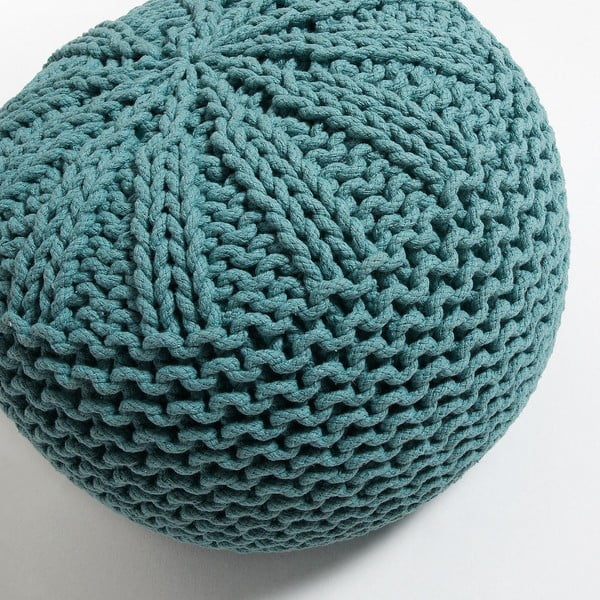 Turkusowy puf Kave Home Shore, ⌀ 50 cm-image-1
